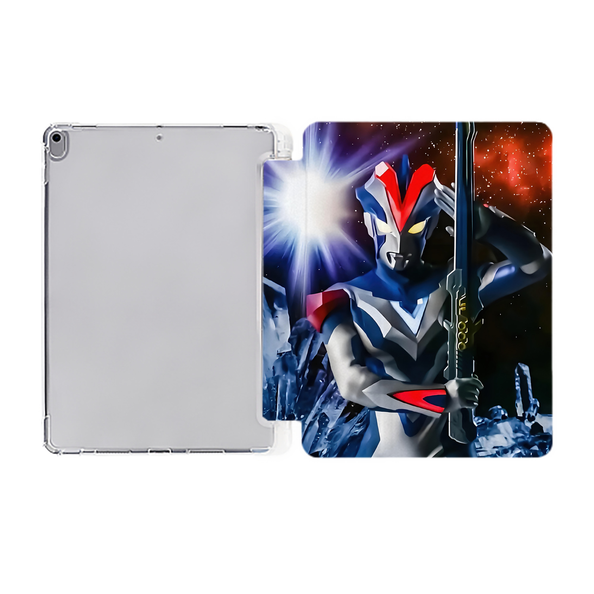 （画像用） ウルトラマン Ultraman IPad ケース ペン収納付き 三つ折りスタンド PUレザー×シリコン 対応機種9.5/10.5/10.9インチ